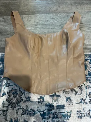 Abercrombie Brown Faux-Leather Corset Tank Top - Women thumbnail 5