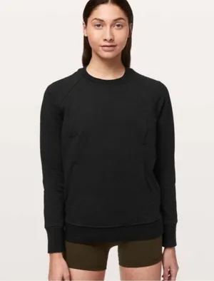 Lululemon Scuba Crew Neck Sweatshirt in Black Size 8 thumbnail 1