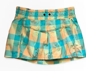Lululemon Leader of the Track Plaid Pleated Skirt Size 4 Yellow Teal Lined Skort thumbnail 1