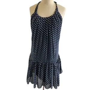 Prose & Poetry Navy Polka Dot Halter Dress Open Back Ruffle XS thumbnail 2