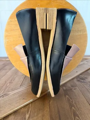 All Black Leather Flatbow Cowman Loafers Black Pink EU 38 US 7.5-8 thumbnail 6