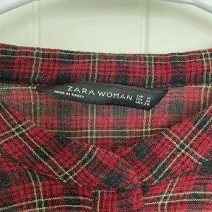 EUC | ZARA women’s red‎ plaid long sleeve blouse — medium thumbnail 3