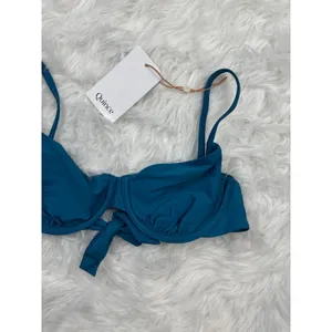 Quince Italian Demi Bikini Top Lagoon Teal Blue Size Small thumbnail 6