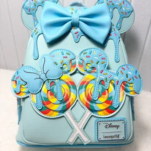 Loungefly Disney Minnie Mouse Lollipop Blue Sprinkle Ears ‎ Backpack - New thumbnail 13