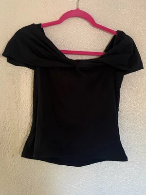 Abercrombie & fitch Black Off-Shoulder plain not scalloped edges size Medium NW thumbnail 2