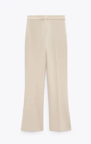 ZARA Cream Beige Wide Leg High Waisted Soft Pants thumbnail 5