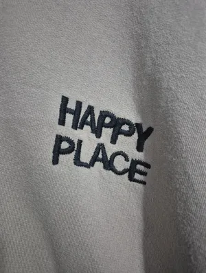Kerri Rosenthal Beige Boyfriend Hoodie with Color-Block Smiley Back Size Large thumbnail 3