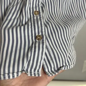 Abercrombie & Fitch Blue White Stripe Shirt Dress Pockets Preppy Beach Old Money thumbnail 4