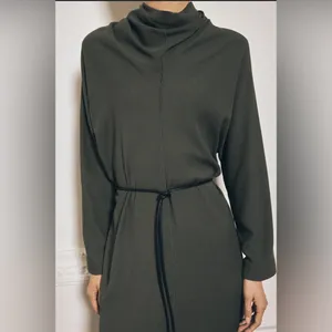 Zara Olive Green Midi Dress‎ minimalist women's size XL NWOT thumbnail 3