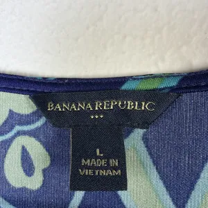 Banana Republic V Neck Dress large Navy Green A-Line Women's boho resort travel thumbnail 6