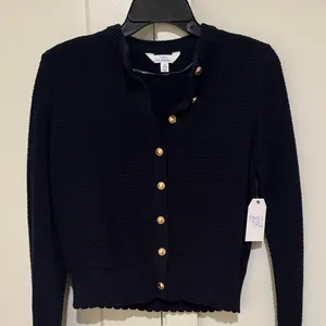 Time and Tru Navy Cardigan with Gold Buttons thumbnail 1