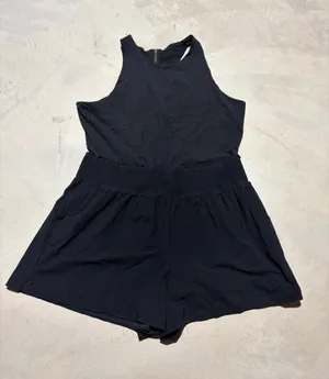 Athleta Black Sleeveless One-Piece Romper XL thumbnail 1