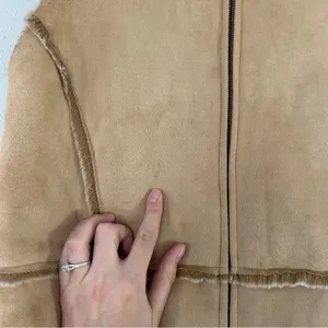 Live A Little Faux Suede Faux Fur Tan Vest Bohemian Casual Western 70s Retro XL thumbnail 9