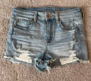American Eagle Outfitters Light Wash Distressed Denim Cutoff Shorts thumbnail 1
