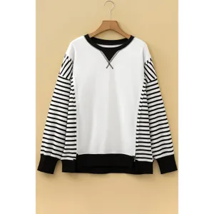 Color-Block Striped Long Sleeve Sweatshirt - Large thumbnail 5
