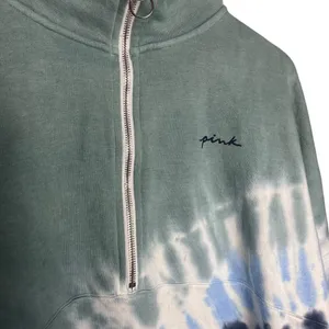 PINK Women's XS 1/4 Zip Tie Dye Sweatshirt Blue Gray Loungewear Oversized Comfy‎ thumbnail 5