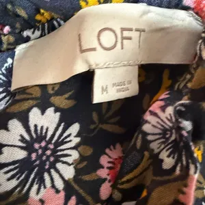 LOFT Cottagecore Floral Blouse Ruffle Bib Keyhole Dark Academia Vintage Style M thumbnail 7
