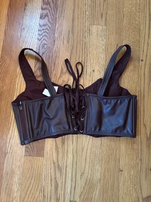 Victoria's Secret Brown Faux Leather Bralette large thumbnail 2