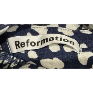 REFORMATION Humphrey Dress Navy White‎ Abstract Animal Print Mini Sweetheart 4 S thumbnail 6