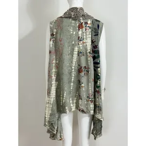 Women’s Floral Patchwork Kimono Duster Vest Cover Up Boho Hippie Size L/XL NWT thumbnail 9