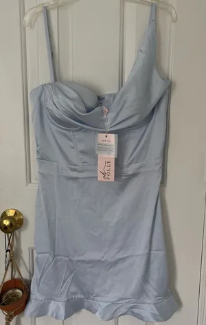 Oh Polly ! Light Blue Silk Corset Dress thumbnail 1