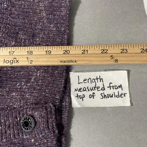 White House | Black Market Purple Cardigan Size Small Chunky Marled Cropped Sweater Knit Wool Blend thumbnail 11