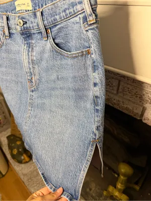 Abercrombie & Fitch mid rise vintage wash Medium Blue Denim Mini Skirt thumbnail 3