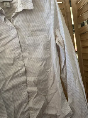 H & M White Striped Button-Up Shirt 10 thumbnail 2