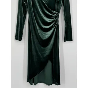Banana Republic Velvet Knee-Length Faux Wrap Dress Small Green Party Cocktail thumbnail 6