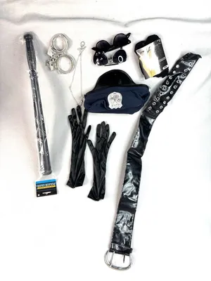 Officer Rita Dem Rights L Black Mini Dress Cop Chick Costume thumbnail 5
