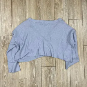 Light Lavender Ribbed Button-Front Cropped Cardigan, large thumbnail 2