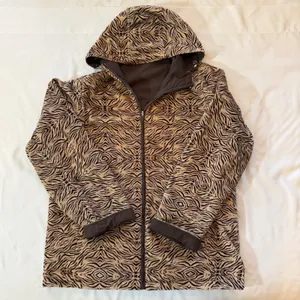 Reversible Hooded Jacket Brown Zebra Natural Reflections Animal Fleece Sz Large‎ thumbnail 7
