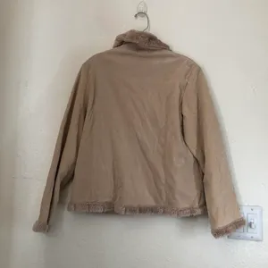 Unique 2000s y2k Tan Cream beige faux fur lined penny lane jacket coat peacoat embroidered #coquette #whimsygoth #cottagecore Size M-measurement in pics thumbnail 3
