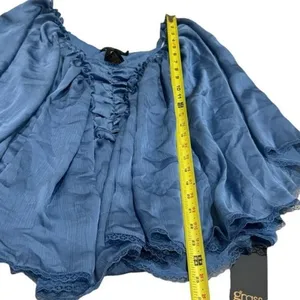 NEW Grass Collection Blue Renaissance Milk Maid Ethereal Fairy Flowy‎ Blouse L thumbnail 9