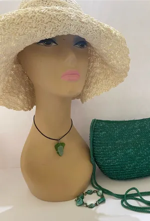 Cream Crochet Sun Hat with Wide floppy Brim - Women thumbnail 1