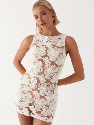NWT Peppermayo Candace Mini Dress in Ivory, Size 4 thumbnail 8
