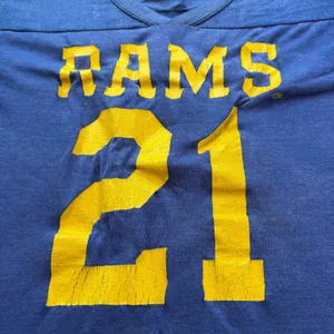 Vintage Rawlings Los Angeles Rams Shirt Jersey 21 Pleva Blue Made in USA Medium thumbnail 8