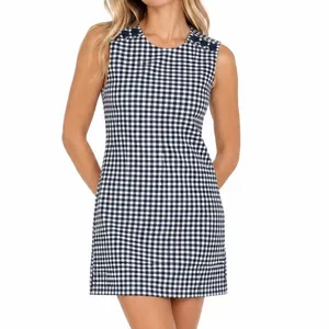 Gap x DOEN Gingham Denim Mini Shift Dress Navy Blue White Size 0 NWOT thumbnail 10