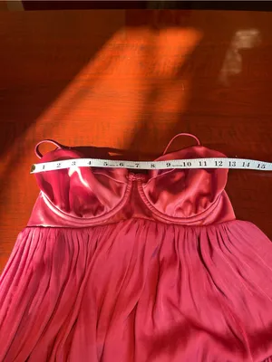 Free People Freya Berry Pink Satin Corset Tiered Maxi Dress M Coquette Fairycore thumbnail 7