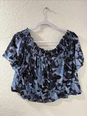 FREE PEOPLE Blue Technicolor Bubble Top Size XL thumbnail 4