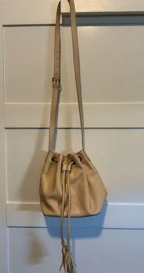 J. Crew Pink Leather Bucket Bag Tassel Enclosure crossbody thumbnail 2