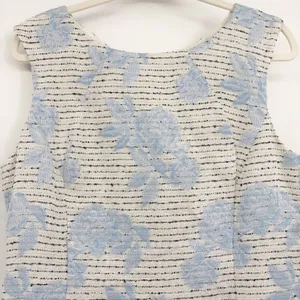 Ann Taylor Womens Blue Floral Jacquard Tweed Classic Career Sheath Dress Size 12 thumbnail 2