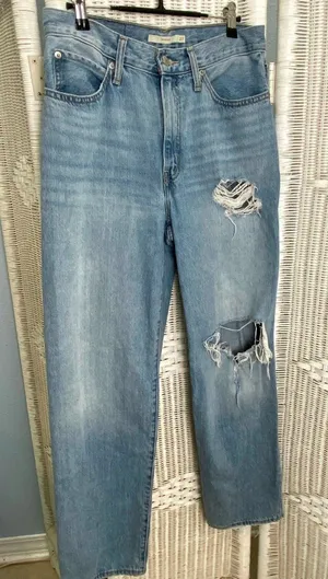 Levi's 501 94 Baggy Jeans Light Wash Distressed High Rise‎ Straight 27 thumbnail 1