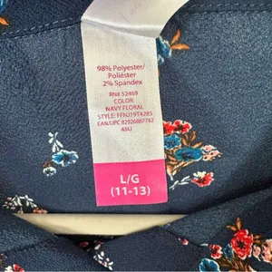 No Boundaries Women's Sz L (11-13) Cropped Gathered Bottom Shirt Blue Floral thumbnail 7