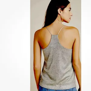Bishop & Young Letitia Beige Metallic Racerback Shimmer Tank L thumbnail 8