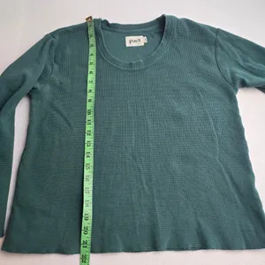 Pact Teal Waffle Knit‎ Long Sleeve Shirt Crew Neck Organic Cotton Size Small thumbnail 7