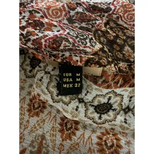 Massimo Dutti Women's Paisley Floral Short Sleeve Kimono Boho Whimsy Coastal M thumbnail 5