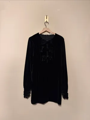 a loves a Black Velvet Bow Tie Dress Size Large thumbnail 2