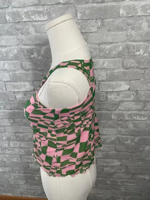 Princess Polly Pink & Green Checkered Stretchy Tank Top thumbnail 2