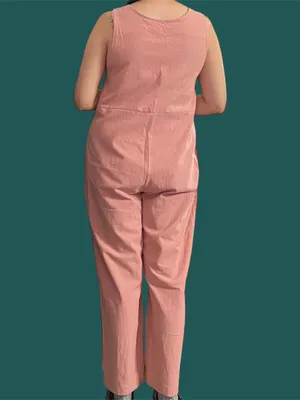Pink overalls with floral embroidery. thumbnail 3